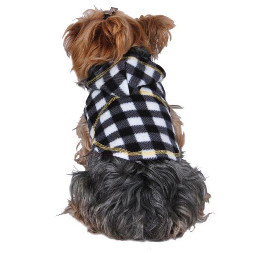 Anima Polyester Fleece Plaid Checked Hoodie Dog and Pet Jacket - 1