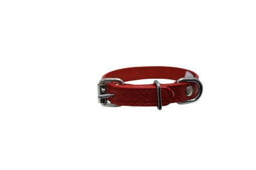 Rhinestones Bling Leather Dog Collar, Padded, Double-Ply, Riveted Settings, 10" x 1/2", Red 2