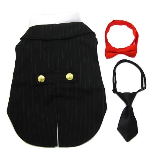 Alfie Pet by Petoga Couture - Oscar Formal Tuxedo with Black Tie and Red Bow Tie 6