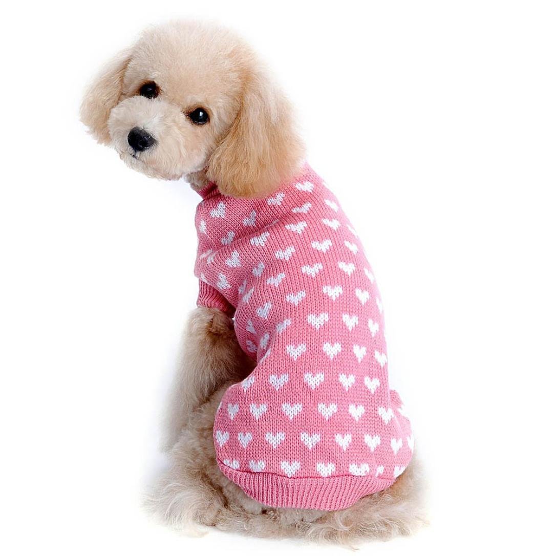 Outtop Dogs Cold Weather Knitting Love Heart Sweater Shirt Outtop Dogs Cold Weather Knitting Love Heart Sweater Shirt