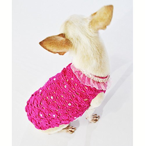 Pink Dog Clothes Fancy Pet Apparel Crystal Fashion Designer Dog Clothing Handmade Crochet Cute Puppy Clothes Chihuahua Clothing Df17 By Myknitt - Free Shipping 2