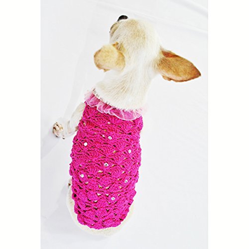 Pink Dog Clothes Fancy Pet Apparel Crystal Fashion Designer Dog Clothing Handmade Crochet Cute Puppy Clothes Chihuahua Clothing Df17 By Myknitt - Free Shipping 4