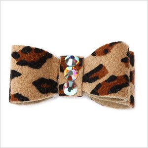 Ultrasuede Clip Style Bow w Crystals for Dogs by Susan Lanci