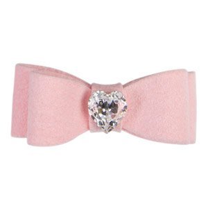 Ultrasuede Crystal Heart Hair Bow for Dogs