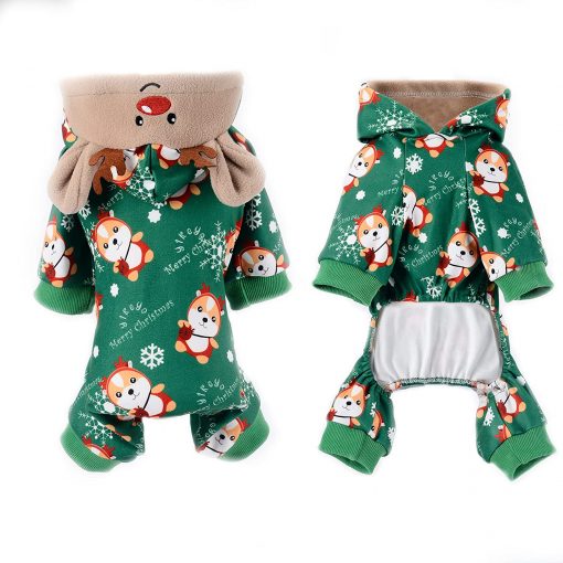 Dog Christmas Pajamas Reindeer Costume Puppy Hoodie Sweatshirts Xmas Cute Elk Pet Clothes 2