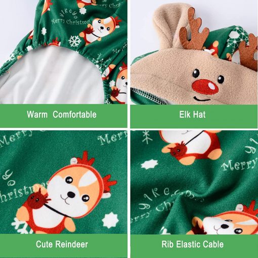 Dog Christmas Pajamas Reindeer Costume Puppy Hoodie Sweatshirts Xmas Cute Elk Pet Clothes 3