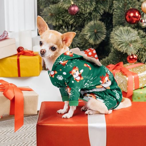 Dog Christmas Pajamas Reindeer Costume Puppy Hoodie Sweatshirts Xmas Cute Elk Pet Clothes 5