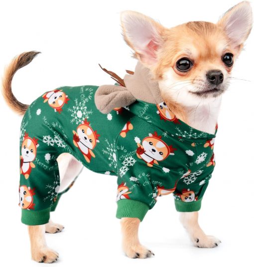 Dog Christmas Pajamas Reindeer Costume Puppy Hoodie Sweatshirts Xmas Cute Elk Pet Clothes