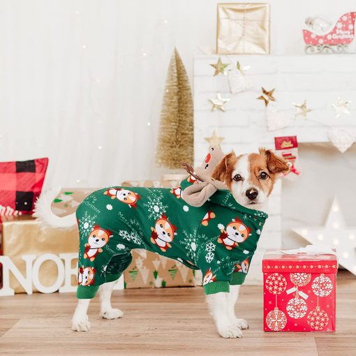 Dog Christmas Pajamas Reindeer Costume Puppy Hoodie Sweatshirts Xmas Cute Elk Pet Clothes 7