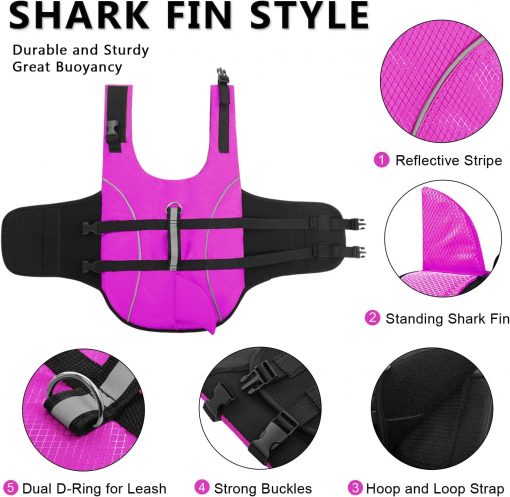 Ripstop Dog Life Jacket Shark Life Vest for Dogs 4