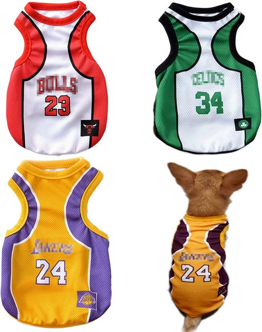 3Pack Dog Clothes for Small Dog Girl Puppy Clothes for Chihuahua Yorkies Bulldog Clothes for Medium Dogs Boy Basketball Jersey Pet Outfits Dog Shirt Apparel Accessories,S 4