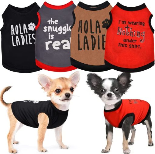 4 Pieces Fall Dog Shirt for Small Dogs, Tiny Dog Clothes Outfit, Extra Small Dog Clothes, Yorkie Teacup Chihuahua Male Clothes, Summer Pet Cat Clothing (X-Small)