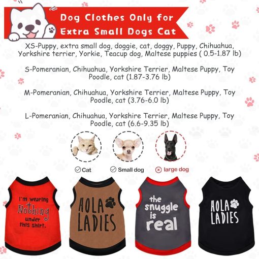 4 Pieces Fall Dog Shirt for Small Dogs, Tiny Dog Clothes Outfit, Extra Small Dog Clothes, Yorkie Teacup Chihuahua Male Clothes, Summer Pet Cat Clothing (X-Small) 7