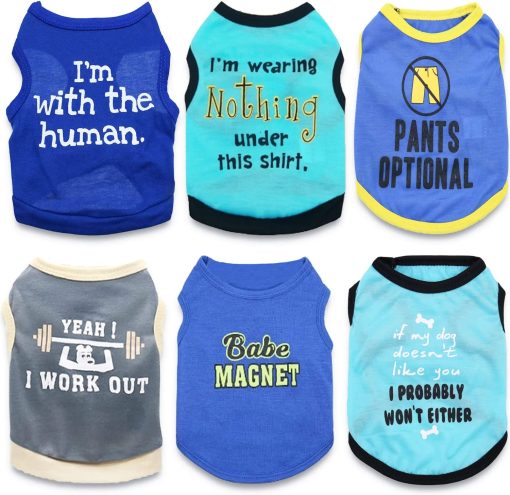 6 Pack Boy Dog Clothes for Boys Extra Small Dog Shirts XS Puppy T Shirt for Small Dogs Boy Clothes Dogs T-Shirt Chihuahua Yorkie Clothes