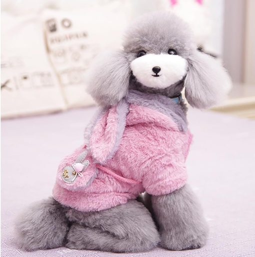ANIAC Fleece Small Dog Hoodies with Bunny Ears Easter Christmas Dog Costume Winter Cat Clothes Cold Weather Coat for Chihuahua Teddy Yorkie Pug 2