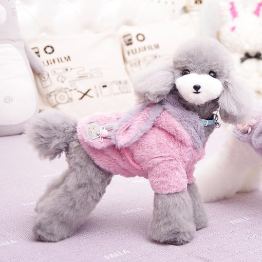 ANIAC Fleece Small Dog Hoodies with Bunny Ears Easter Christmas Dog Costume Winter Cat Clothes Cold Weather Coat for Chihuahua Teddy Yorkie Pug 3