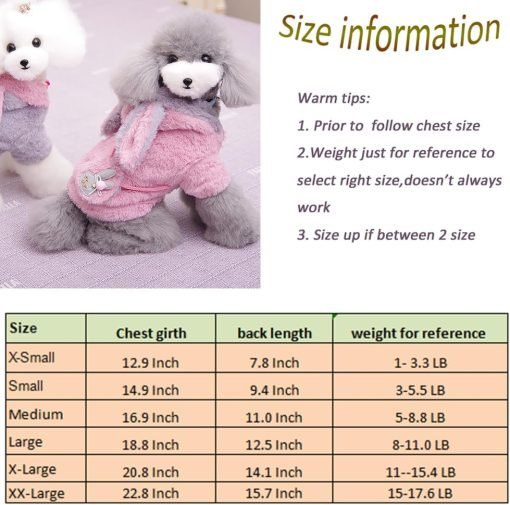 ANIAC Fleece Small Dog Hoodies with Bunny Ears Easter Christmas Dog Costume Winter Cat Clothes Cold Weather Coat for Chihuahua Teddy Yorkie Pug 5