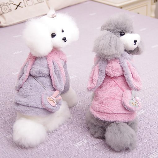 ANIAC Fleece Small Dog Hoodies with Bunny Ears Easter Christmas Dog Costume Winter Cat Clothes Cold Weather Coat for Chihuahua Teddy Yorkie Pug 6