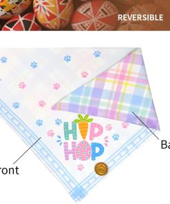 CROWNED BEAUTY Easter Dog Bandanas Small 2 Pack, Bunnies Peeps Set, Hip Pop Plaid Adjustable Triangle Reversible Scarves for Dogs Girl Boy Pets DB22-S 6