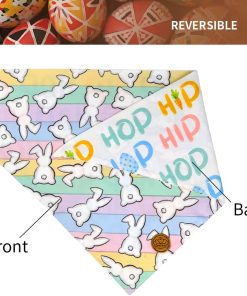 CROWNED BEAUTY Easter Dog Bandanas Small 2 Pack, Bunnies Hip Hop Set, Carrots Polka Dots Adjustable Triangle Reversible Scarves for Dogs Girl Boy Pets DB21-S 6