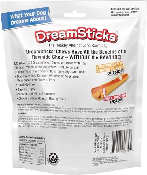 DreamBone DreamSticks with Real Bacon and Cheese Flavor, Rawhide Free Dog Chew Sticks 15 Sticks - 2