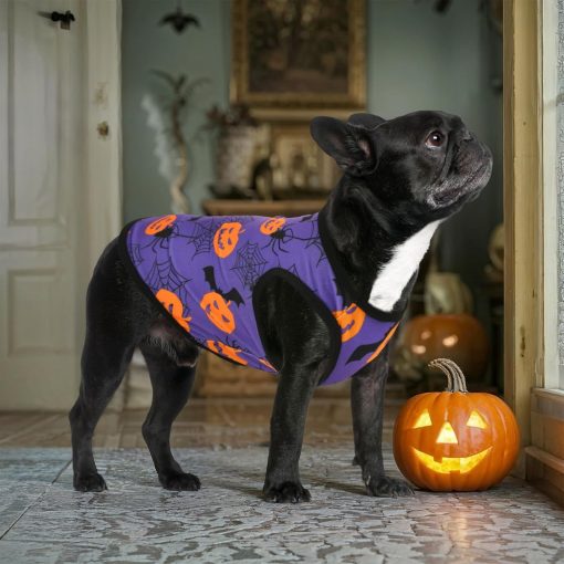 2-Pack Dog Halloween Sleeveless Shirts & Vests - Tank Tops Outfits with Spider Net, Pumpkin, Bat Patterns for Small & Medium Dogs (XS) - 4