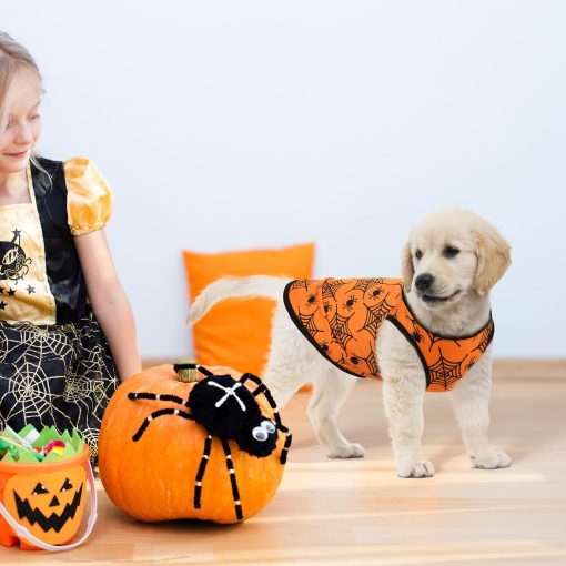2-Pack Dog Halloween Sleeveless Shirts & Vests - Tank Tops Outfits with Spider Net, Pumpkin, Bat Patterns for Small & Medium Dogs (XS) - 5