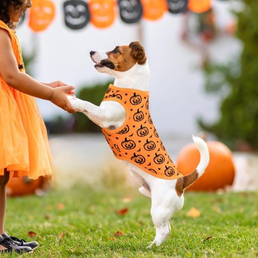4-Pack Halloween Themed Dog Shirts Puppy Pumpkin Pattern Tank Tops Cute Skull Corn Candy Style Outfits for Small Boy Girl Puppy Festival Costume for Small Medium Dogs XS - 3