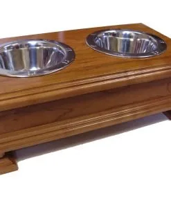 Finest Solid Wood Cherry Elevated Dog Feeder - Raised Dog Bowl Stand Or Dog Food Dish Holder - For small DOGS Yorkies Boston Terrier Chihuahua Beagles Terriers Spaniels and more-1