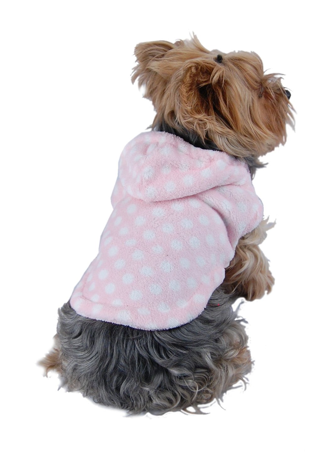 Anima Pink and White Polka Dot Fleece Hoodie
