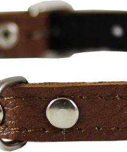 Brown Genuine Leather Felt Padded Dog Collar - 2