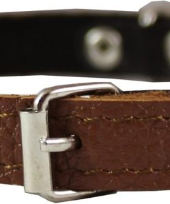 Brown Genuine Leather Felt Padded Dog Collar 13"x1/2" Wide Fits 9"-12" Neck, Chihuahua, Yorkshire Terrier, Puppies