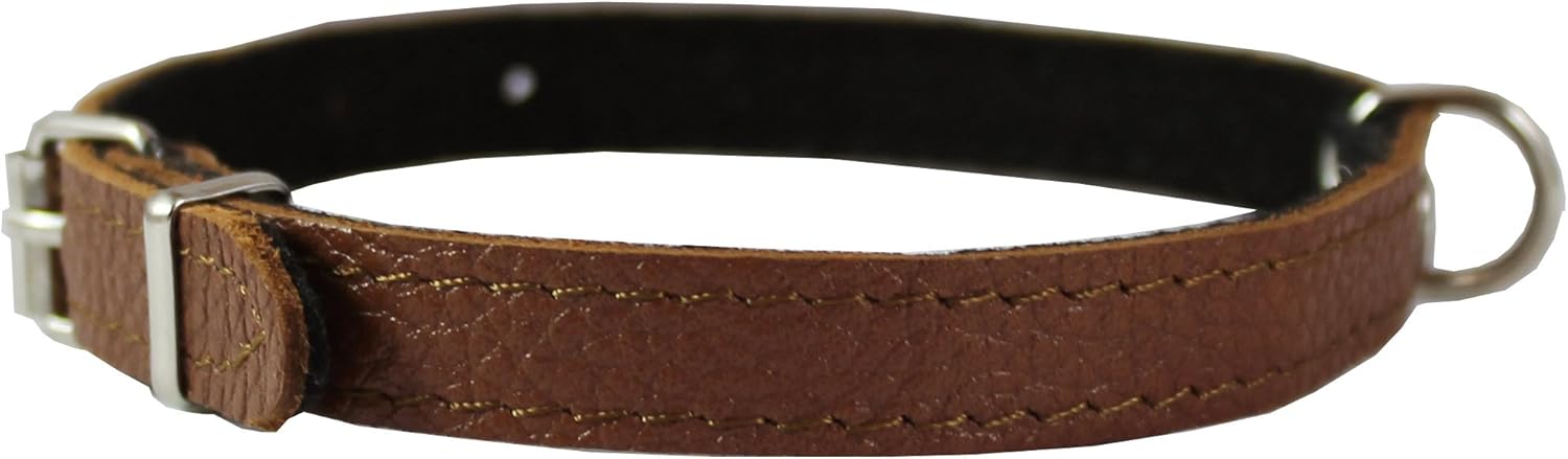 Brown Genuine Leather Felt Padded Dog Collar 13"x1/2" Wide Fits 9"-12" Neck, Chihuahua, Yorkshire Terrier, Puppies - Image 3