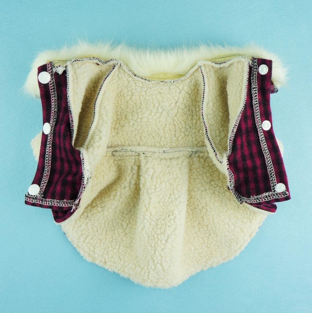 Fitwarm Fashion High Quality Pink Plaid Faux Furred Dog Dress for Pet Coats Bowknot Clothes - 5