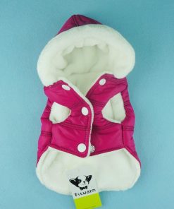 Fitwarm Pink Pet Dog Hoodies Coats Winter Jacket Apparel + Brooch - 2