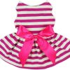 Fitwarm® Casual Striped Ribbon Pet Dog Dress Vest Shirts Soft Cotton Clothes Apparel - 1