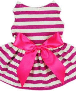 Fitwarm® Casual Striped Ribbon Pet Dog Dress Vest Shirts Soft Cotton Clothes Apparel - 1