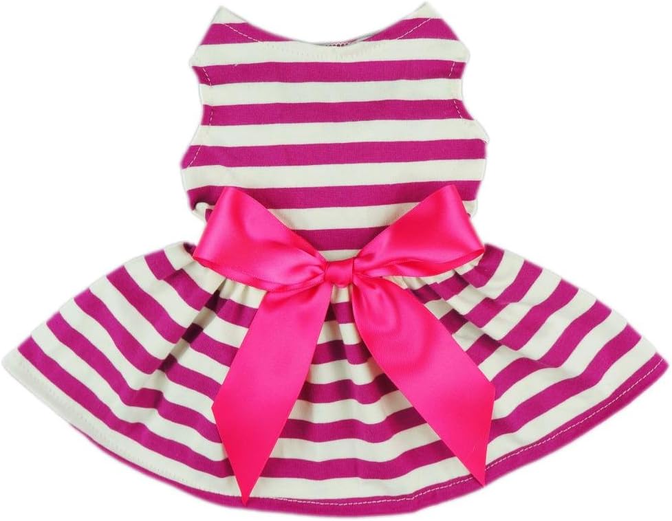 Fitwarm® Casual Striped Ribbon Pet Dog Dress Vest Shirts Soft Cotton Clothes Apparel - 1 Fitwarm® Casual Striped Ribbon Pet Dog Dress Vest Shirts Soft Cotton Clothes Apparel - 1