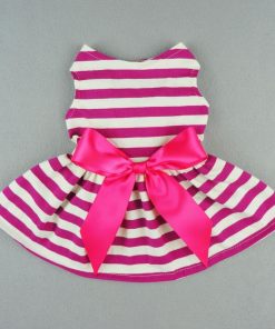 Fitwarm® Casual Striped Ribbon Pet Dog Dress Vest Shirts Soft Cotton Clothes Apparel - 2