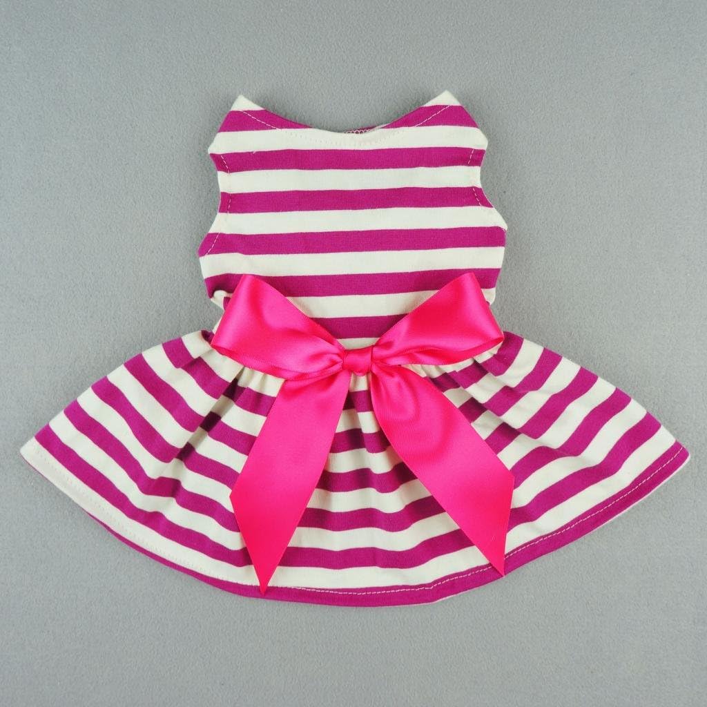 Fitwarm® Casual Striped Ribbon Pet Dog Dress Vest Shirts Soft Cotton Clothes Apparel - 2 Fitwarm® Casual Striped Ribbon Pet Dog Dress Vest Shirts Soft Cotton Clothes Apparel - 2