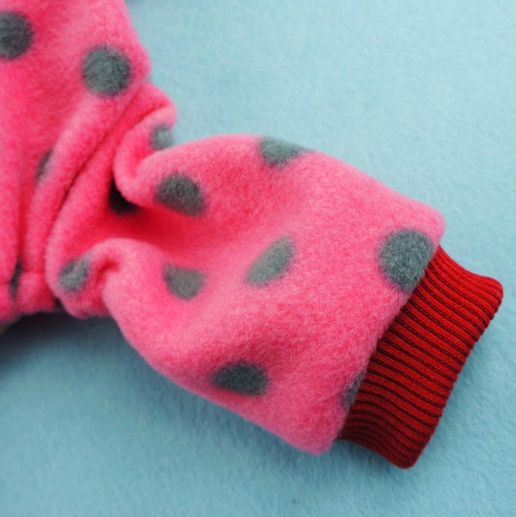 Fitwarm® Cute Ribbon Polka Dots Fleece Pet Dog Coats Pajamas Soft Pjs Winter Clothes - 6
