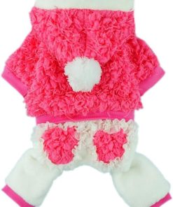 Fitwarm® High Quality Fuzzy Winter Pink Dog Coat for Pet Hoodie Clothes Thick Warm Jumpsuit - 1
