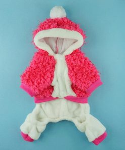 Fitwarm® High Quality Fuzzy Winter Pink Dog Coat for Pet Hoodie Clothes Thick Warm Jumpsuit - 5