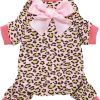 Fitwarm® Leopard Ribbon Soft Velvet Dog Pajamas for Pet Dog Clothes Comfy Pjs - 1