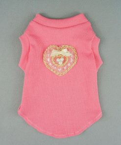 Fitwarm® Sweetie Heart Pink Pet Dog T-shirts Tank Shirts Vest Cotton Clothes Apparel-2