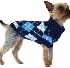 UrbanPup Blue Argyle Sweater (Small - Dog Body Length: 10" / 25cm) - 3