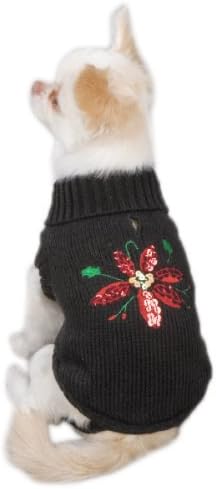Zack & Zoey Poinsettia Pet Sweater - Black - 1