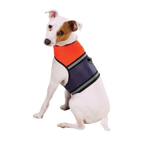 Dog Harness Vest - Mesh Reflective Orange Safety Vest with D-ring and Velcro Closures-2