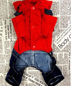 Pet Cat Dog Cherry Sweater Jeans Overalls Jumpsuit Coat Small Dog Clothes XS S M L XL-2