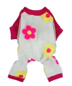 FurBaby High Quality Organza Embroidered Floral Pet Dog Clothes Shirt Apparel Jumpsuit-1